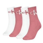 Calvin Klein Strømper 4P Women Logo Sock Gift Box Hvit/Rosa One Size D...