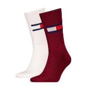 Tommy Men Uni TJ Flag Socks Strømper 2P Hvit/Rød Str 43/46