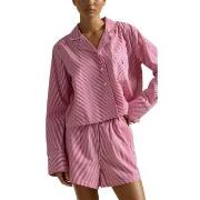 Polo Ralph Lauren Pyjama Set Rosa stripet bomull Large Dame