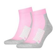 Puma Strømper 2P BWT Cushioned Quarter Sock Rosa/Grå Str 39/42