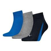 Puma Strømper 3P Lifestyle Quarter Socks Svart/Blå Str 43/46