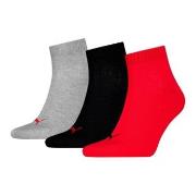 Puma Strømper 3P Quarter Socks Rød/Grå Str 47/49