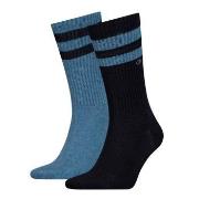 Calvin Klein Strømper 2P Stripe Socks Svart/Blå Str 43/46 Herre