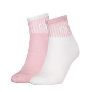 Calvin Klein Strømper 2P Glossy Rib Quarter Socks Hvit/Rosa Str 35/38 ...