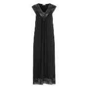 Damella Long Viscose Plain Sleeveless Nightdress Svart viskose XX-Larg...
