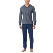 Schiesser Comfort Essentials V-Neck Long Pyjamas Blå bomull X-Small He...