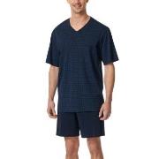 Schiesser Comfort Essentials V-Neck Short Pyjamas Mørkblå bomull XX-La...