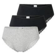 Schiesser Truser 3P Modern Brazillian Slips Svart/Grå bomull 38 Dame