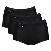 Sloggi Truser 3P Pearl Maxi Svart bomull 38 Dame