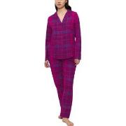 Triumph Boyfriend Long Sleeved Pyjama Set Rutet bomull 46 Dame