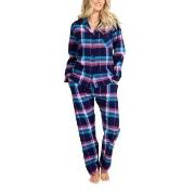 Damella Cotton Flannel Pyjamas Blå/Rosa bomull XX-Large Dame