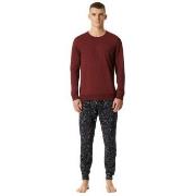Schiesser Family Long Pyjamas Cuffs Rød bomull 3XL Herre
