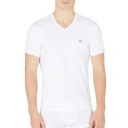 Armani Cotton V-neck T-shirt Hvit bomull Large Herre