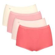 Sloggi Truser 4P Basic Plus Maxi Panty Rød/Rosa bomull 42 Dame