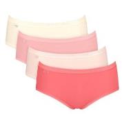 Sloggi Truser 4P Basic Plus Midi Color Rød/Rosa bomull 42 Dame