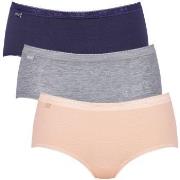 Sloggi Truser 3P Basic Plus Midi Colored Rød/Gul bomull 46 Dame