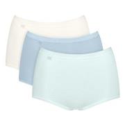 Sloggi Truser 3P Basic Plus Maxi Colored Hvit/Lysblå bomull 46 Dame