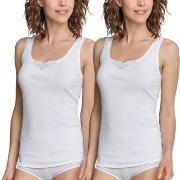 Schiesser 2P Essentials Cotton Strap Tops Embroidery Hvit bomull 50 Da...