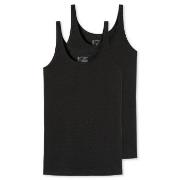 Schiesser 2P 95-5 Organic Cotton Top Svart bomull 48 Dame