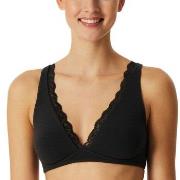 Schiesser BH Unique Cotton Soft Bra With Lace Svart bomull C 85 Dame