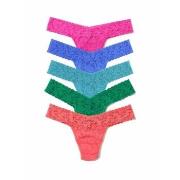 Hanky Panky Truser 5P Signature Lace Low Rise Thong Blå/Grønn nylon On...