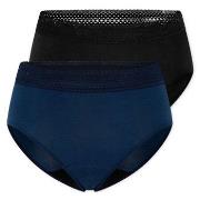 Schiesser Truser 2P Care Retro Period Pants Svart/Blå bomull 46 Dame