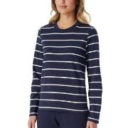 Schiesser Mix and Relax Cotton Longsleeved Shirt Marine Stripet bomull...