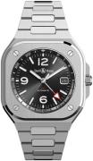 Bell & Ross Herreklokke BR-05-GMT-STEEL-BRACELET Br 05 Sort/Stål