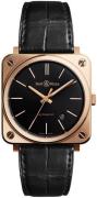 Bell & Ross BR-S-ROSE-GOLD Br S 92 Sort/Lær