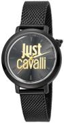 Just Cavalli Dameklokke JC1L007M0085 Logo Sort/Stål Ø34 mm