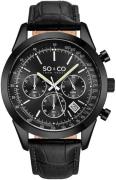 So & Co New York Herreklokke 5535L.3 Tribeca Sort/Lær Ø44 mm