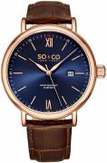 So & Co New York Herreklokke 5266L.4 Madison Blå/Lær Ø42 mm