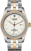 Tudor Dameklokke M53023-0065 Glamour Date Hvit/Gulltonet stål Ø31 mm