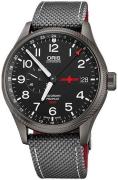 Oris Herreklokke 01 748 7710 4284-Set Aviation Sort/Lær Ø45 mm