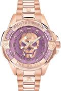 Philipp Plein PWNAA0822 The Skull Lilla/Rose-gulltonet stål Ø41 mm