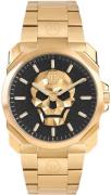 Philipp Plein Herreklokke PWLAA0822 The Skull Sort/Gulltonet stål