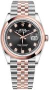 Rolex Dameklokke 126201-0019 Datejust 36 Sort/18 karat rosé gull