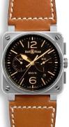 Bell & Ross BR 03-94 Herreklokke BR0394-ST-G-HE-SCA Sort/Lær