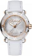 Chopard Dameklokke 278551-6002 Happy Sport Sølvfarget/Lær Ø36 mm