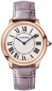 Cartier Dameklokke WGRN0012 Ronde Louis Hvit/Lær Ø36 mm