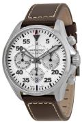 Hamilton Herreklokke H64666555 Khaki Chronograph Sølvfarget/Lær