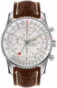 Breitling Herreklokke A24322121G1P1 Navitimer World Sølvfarget/Lær