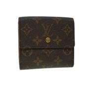 Pre-owned Brunt lerret Louis Vuitton lommebok