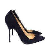 Pre-owned Navy Suede Manolo Blahnik Hæler