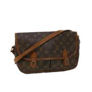 Pre-owned Brunt lerret Louis Vuitton skuldervesker