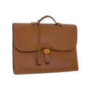 Pre-owned Brunt skinn Hermes Sac A Depeches