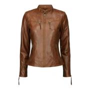 Bikerjakke Skinn 10245 Mørk Cognac