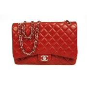 Brukt R?d Caviar L?r Classic Double Flap Maxi Bag