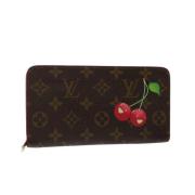 Pre-owned Brunt lerret Louis Vuitton lommebok