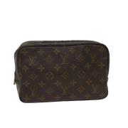 Pre-owned Brunt lerret Louis Vuitton toalettmappe